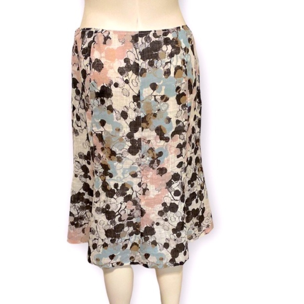 LAFAYETTE 148 NEW YORK Soft Pink Blue Green Black Floral Linen Lined Skirt 10